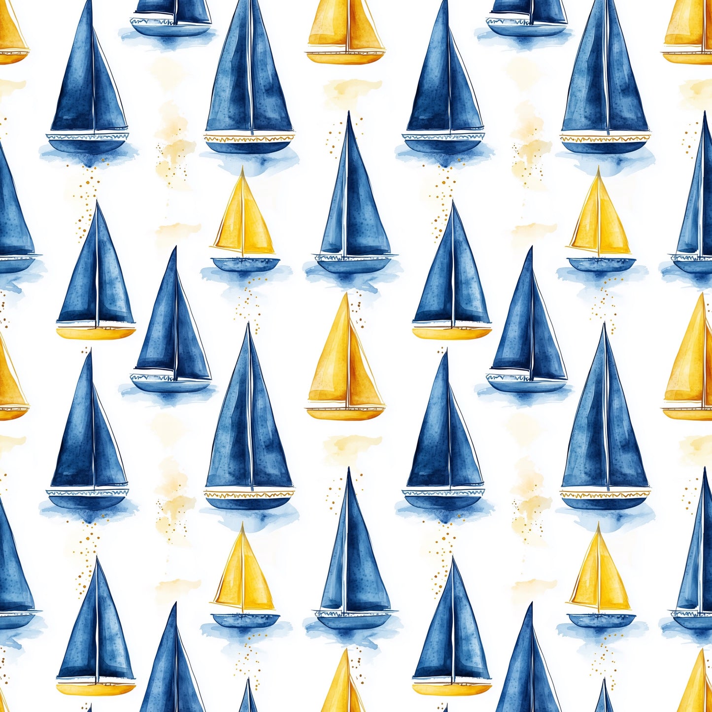 Sunset Sailboats Digital Seamless Pattern