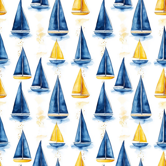 Sunset Sailboats Digital Seamless Pattern