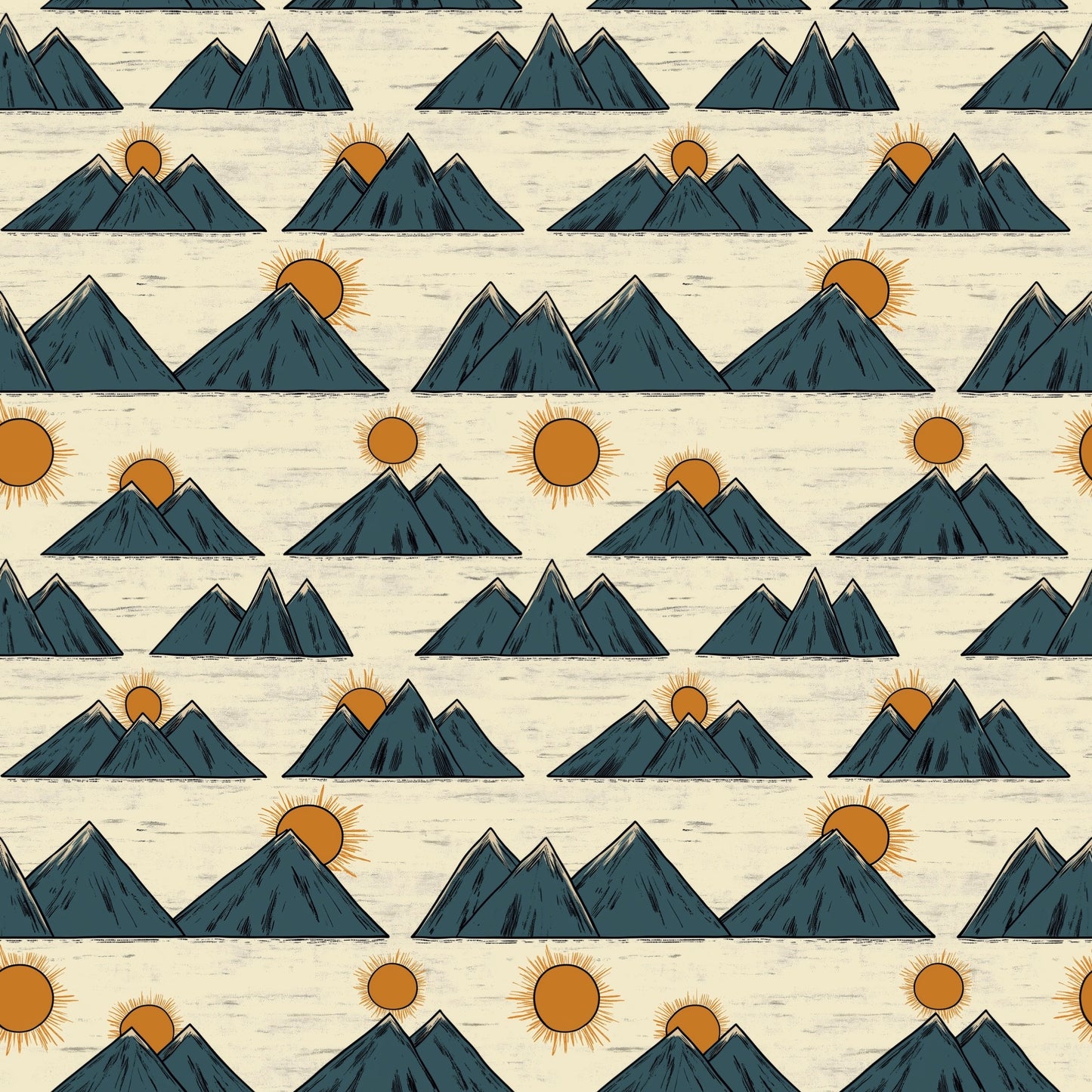 Sunset Mountains Digital Seamless Pattern