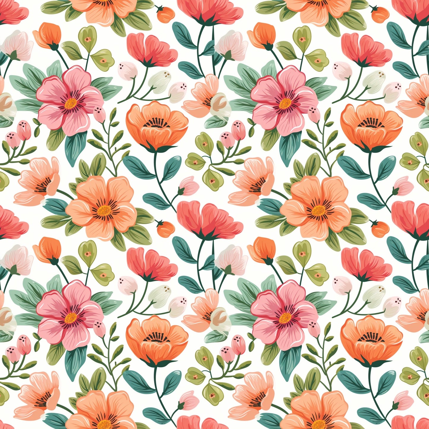 Sunshine Blooms Digital Seamless Pattern