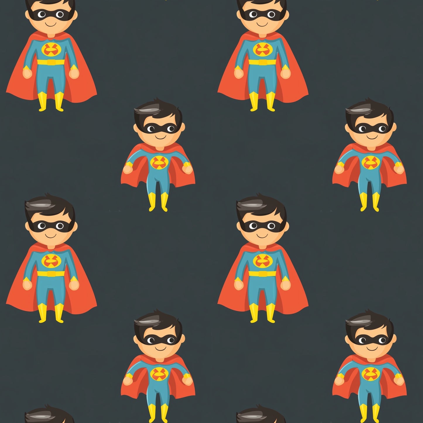 Superhero Boy Digital Seamless Pattern