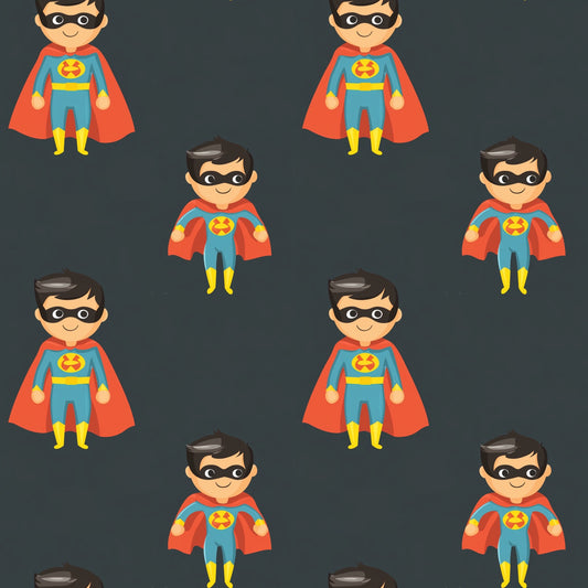 Superhero Boy Digital Seamless Pattern