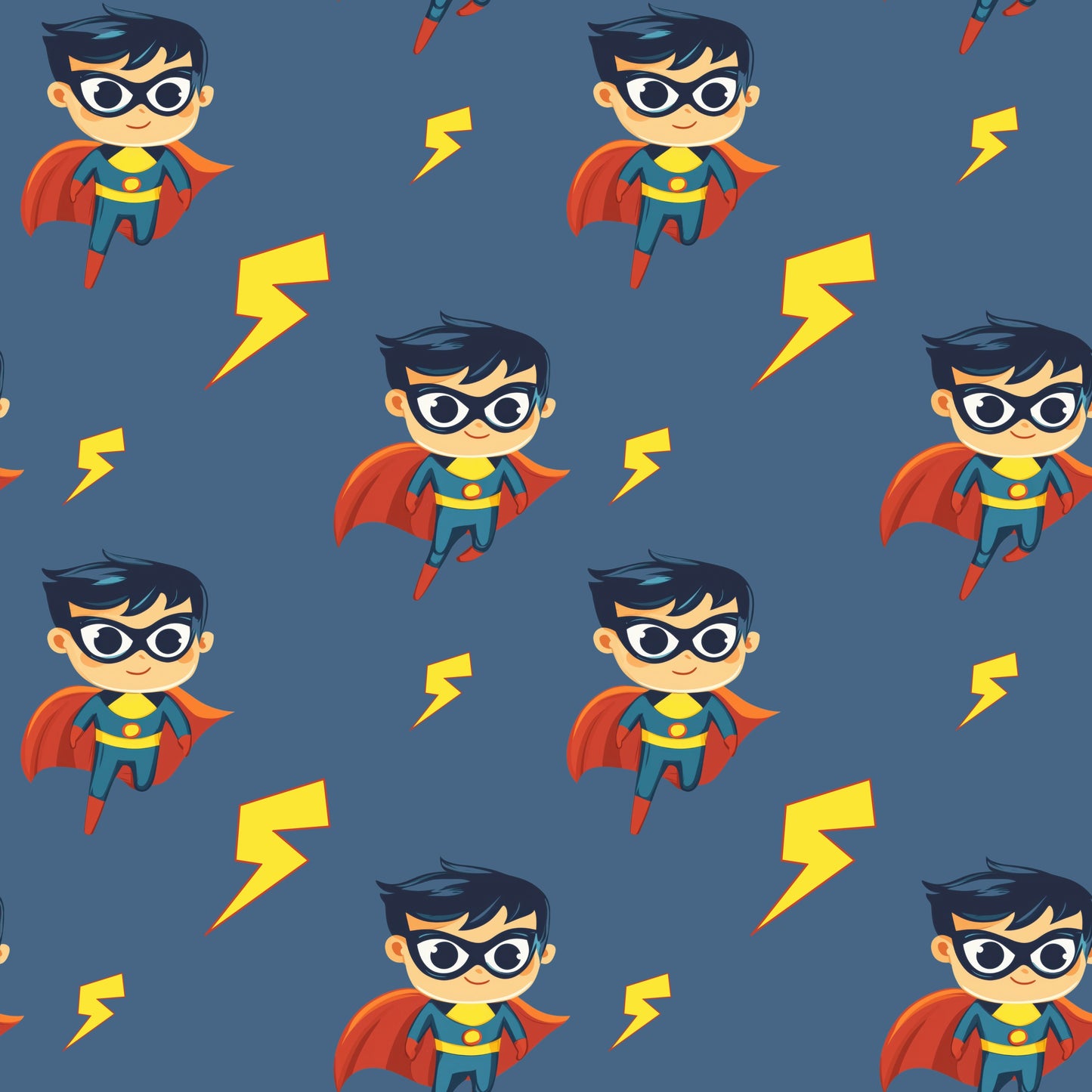 Superhero Boy Digital Seamless Pattern