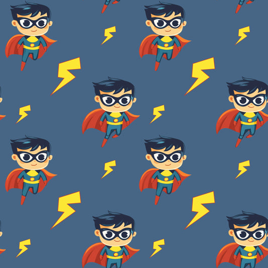 Superhero Boy Digital Seamless Pattern