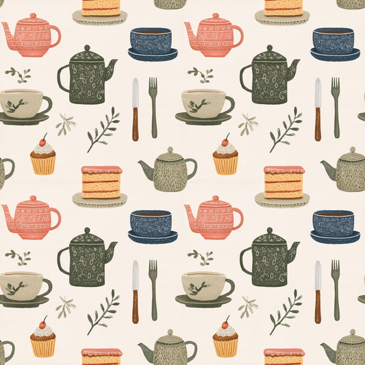 Tea & Cake Digital Seamless Pattern