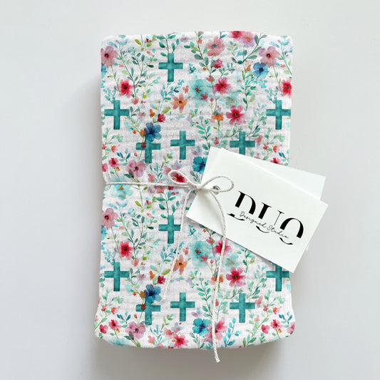 Teal Crosses Digital Seamless Pattern