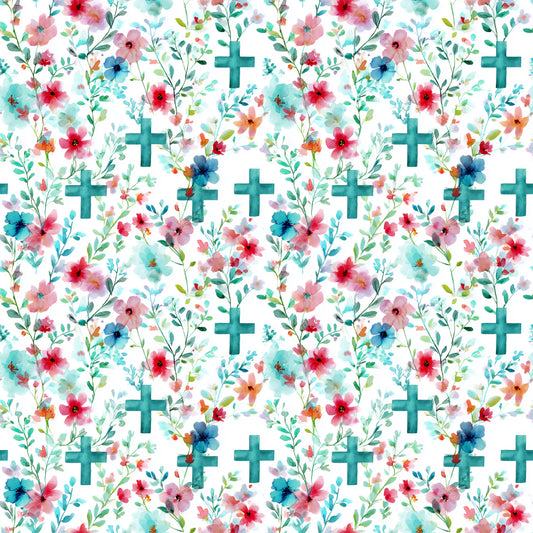 Teal Crosses Digital Seamless Pattern