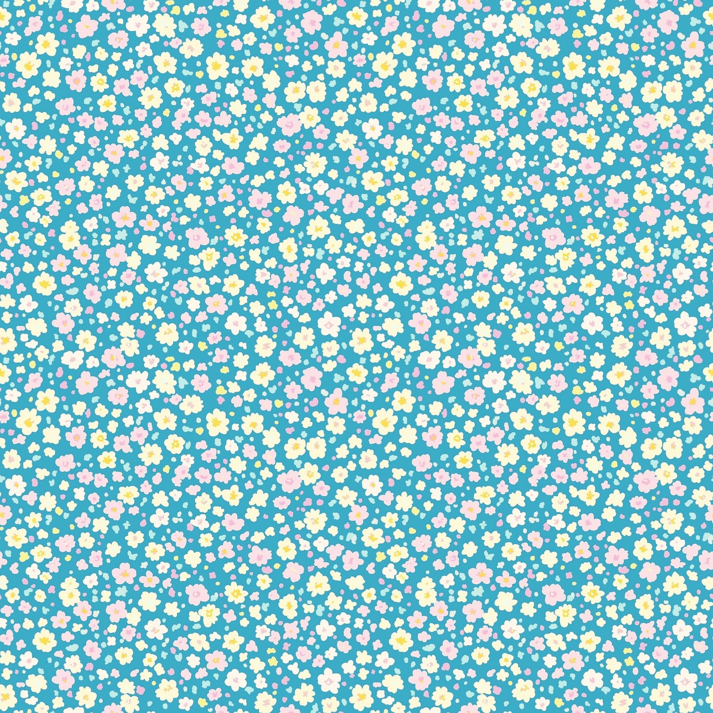 Teal Ditsy Floral Digital Seamless Pattern