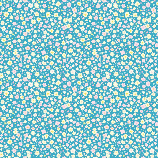 Teal Ditsy Floral Digital Seamless Pattern