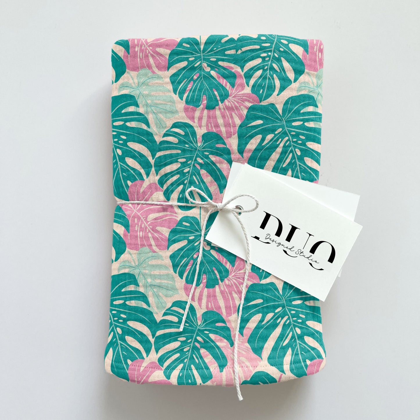 Pink Teal Monstera Leaves Digital Seamless Pattern