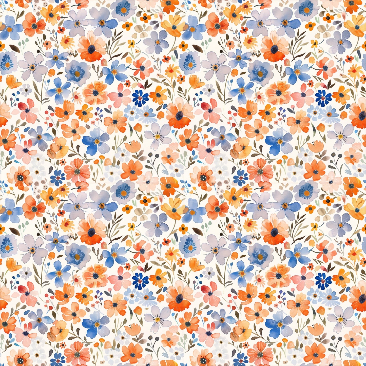 Terracota Ditsy Floral Digital Seamless Pattern