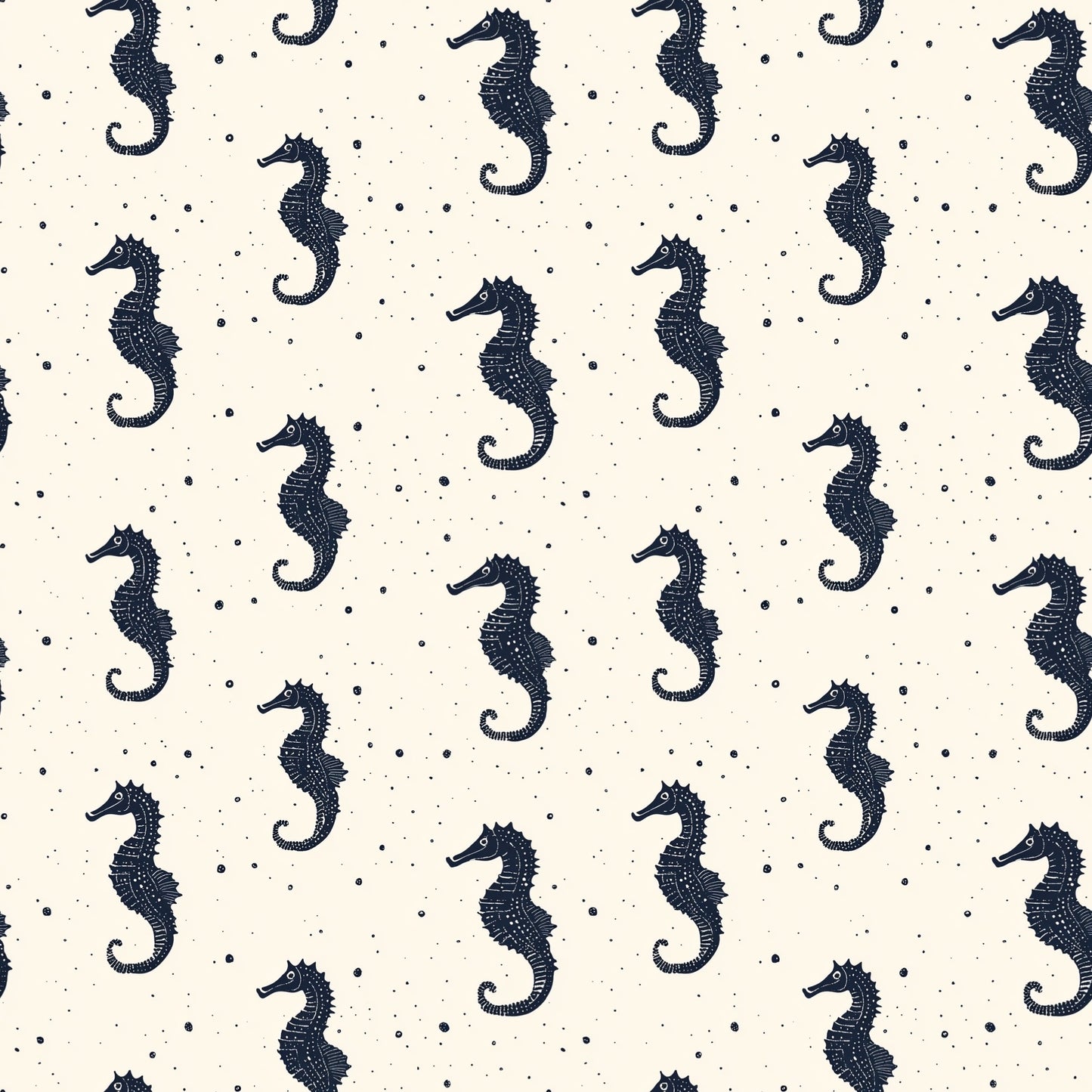 Navy Seahorses Digital Seamless Pattern