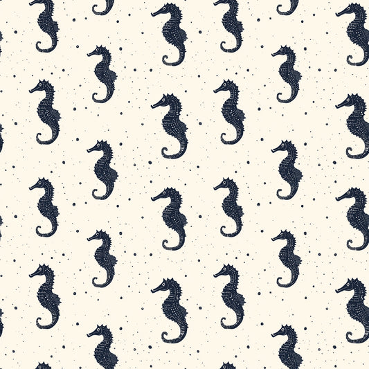 Navy Seahorses Digital Seamless Pattern