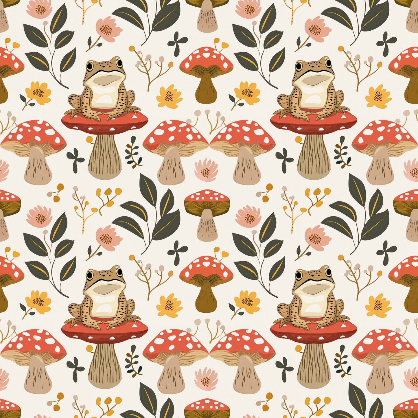 Toadstools Digital Seamless Pattern