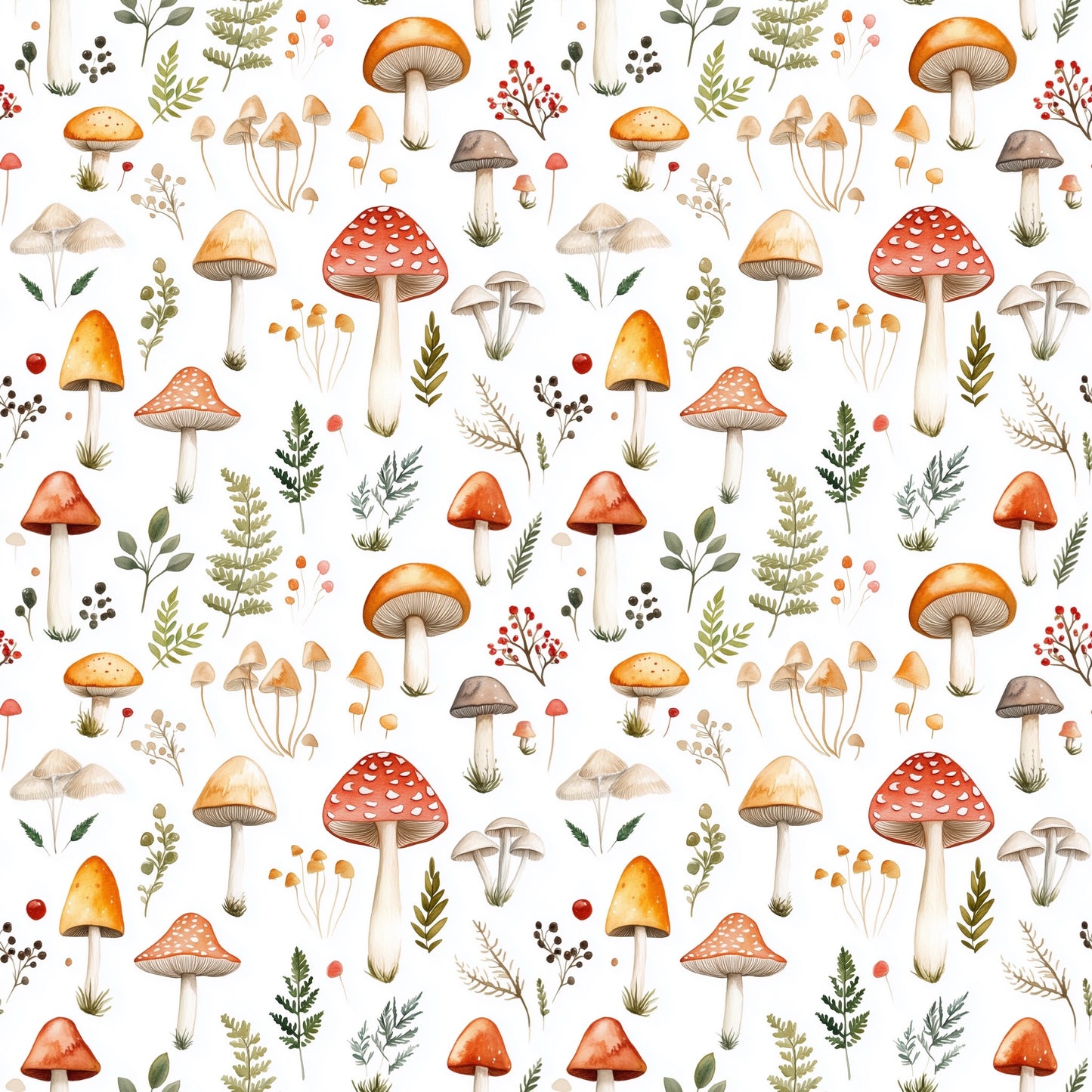 Toadstool Forest Digital Seamless Pattern