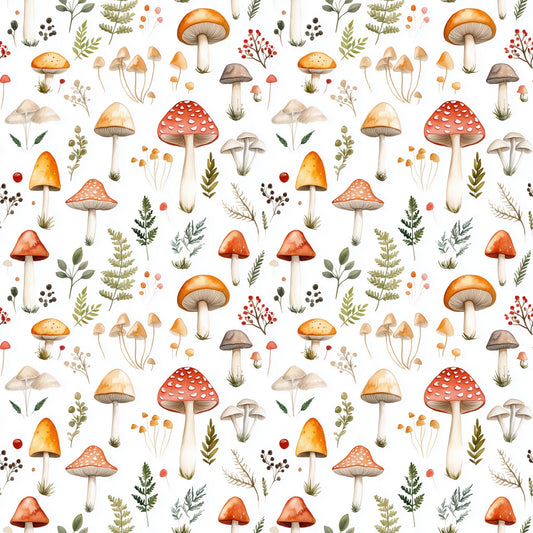 Toadstool Forest Digital Seamless Pattern
