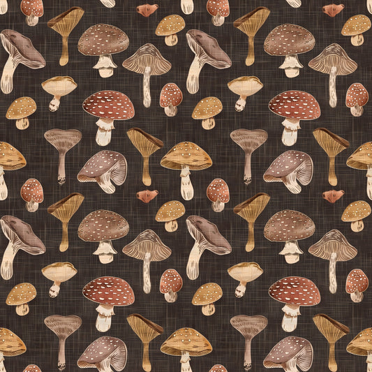 Toadstool Mushrooms Digital Seamless Pattern