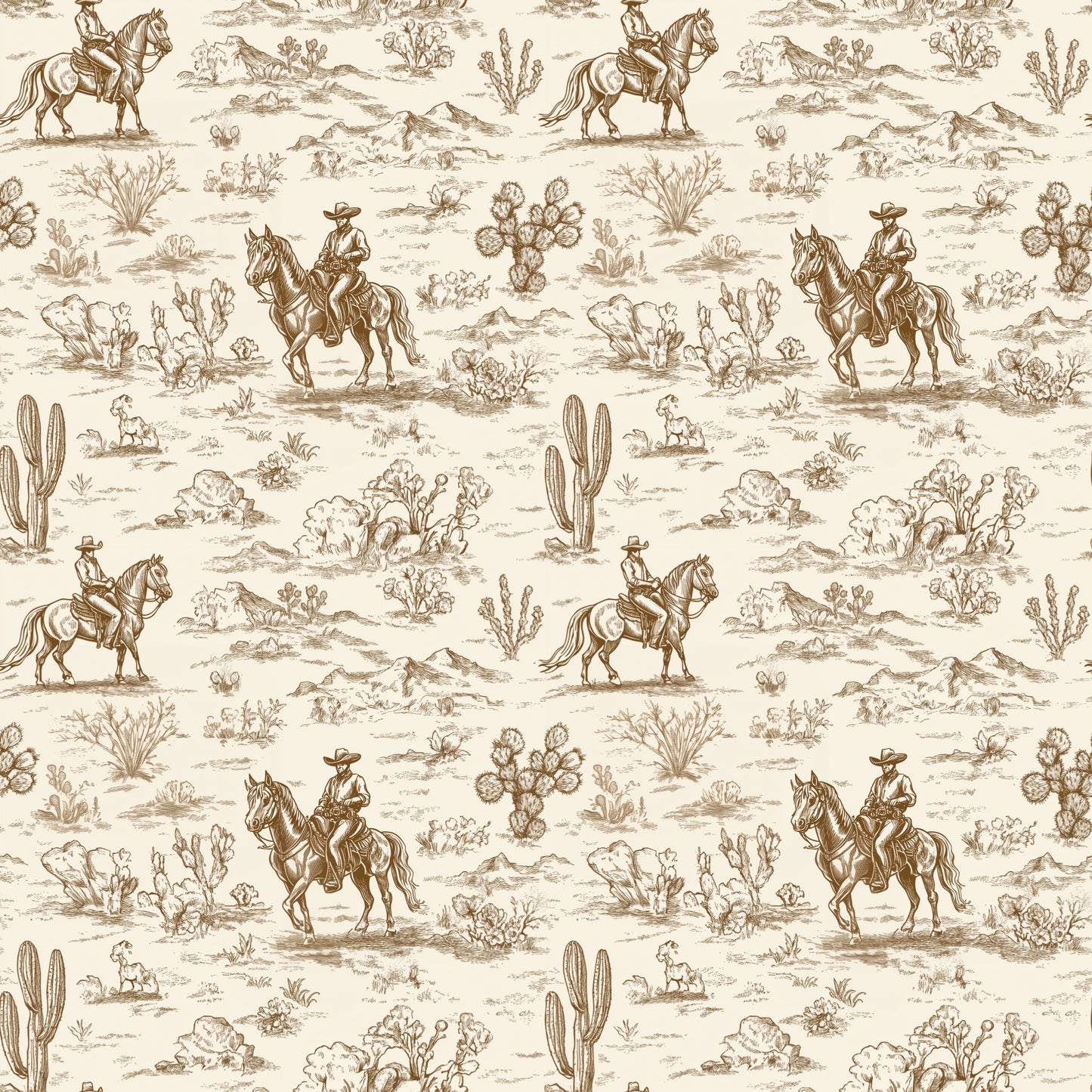 Toile Cowboy Digital Seamless Pattern