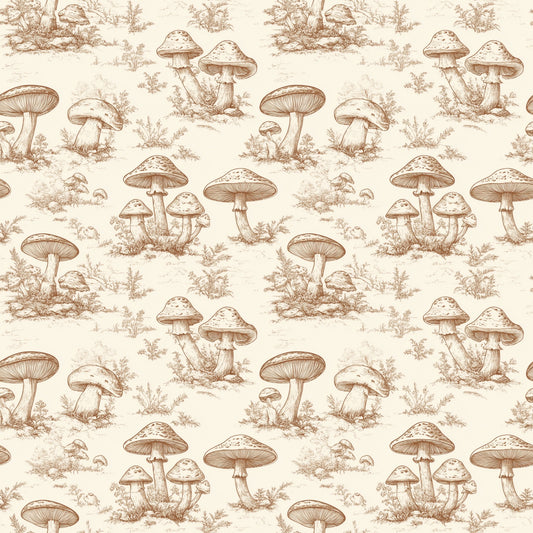 Toile Mushrooms Digital Seamless Pattern