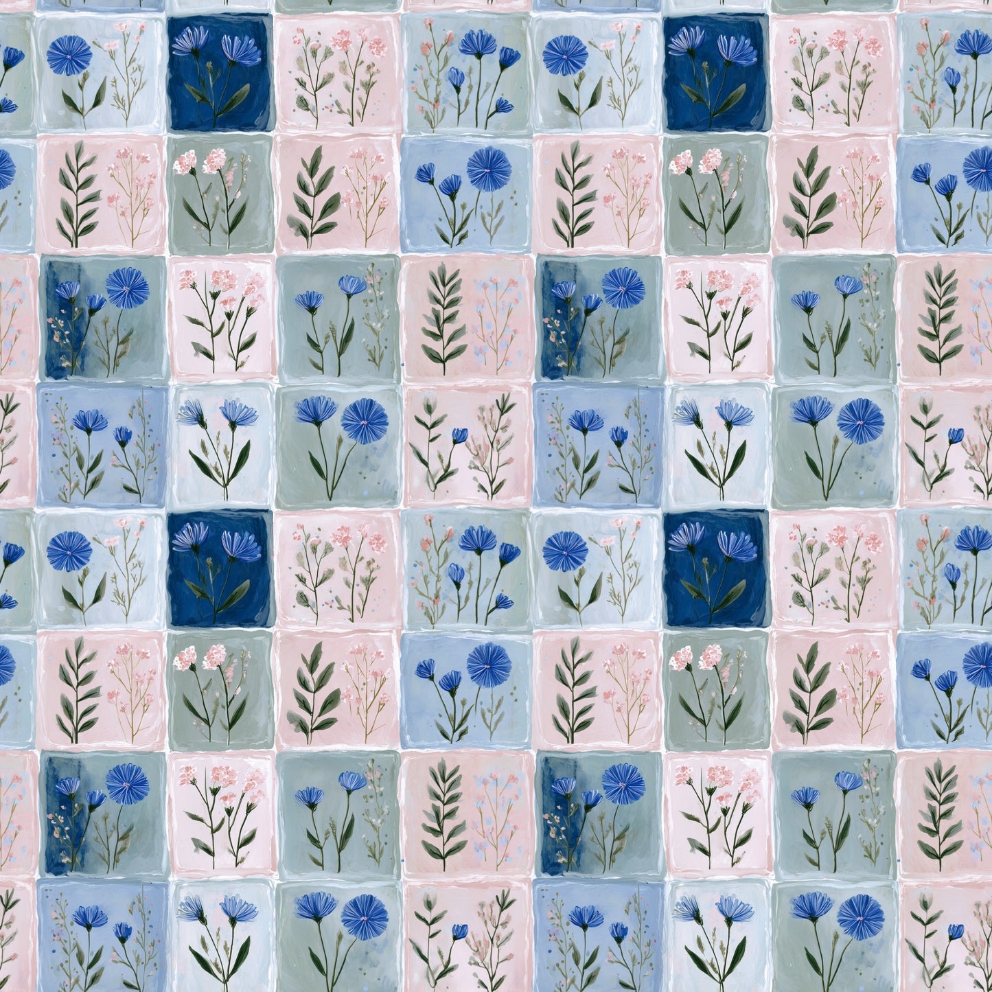 Tonal Floral Patchwork Digital Seamless Pattern