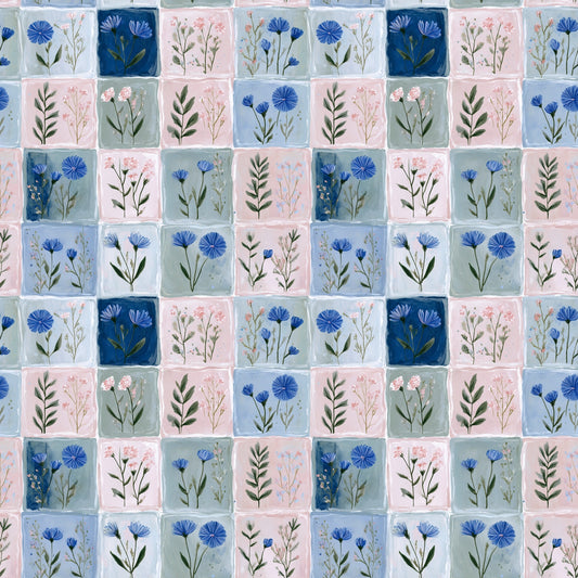 Tonal Floral Patchwork Digital Seamless Pattern