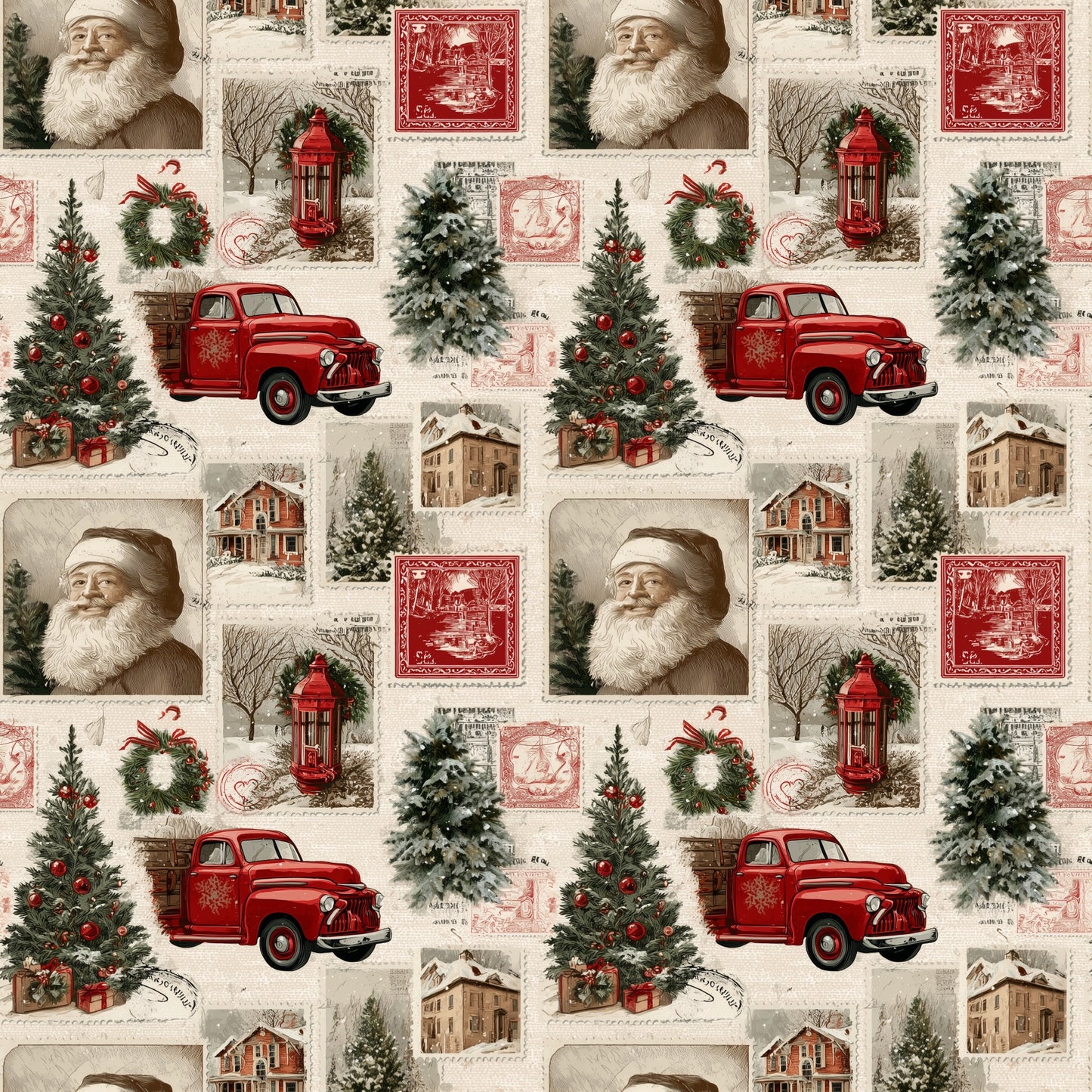 Traditional Christmas Digital Seamless Pattern