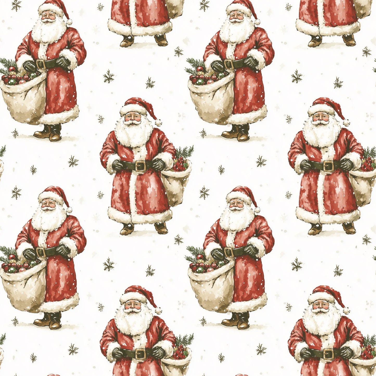 Traditional Father Christmas Digital Seamless Pattern