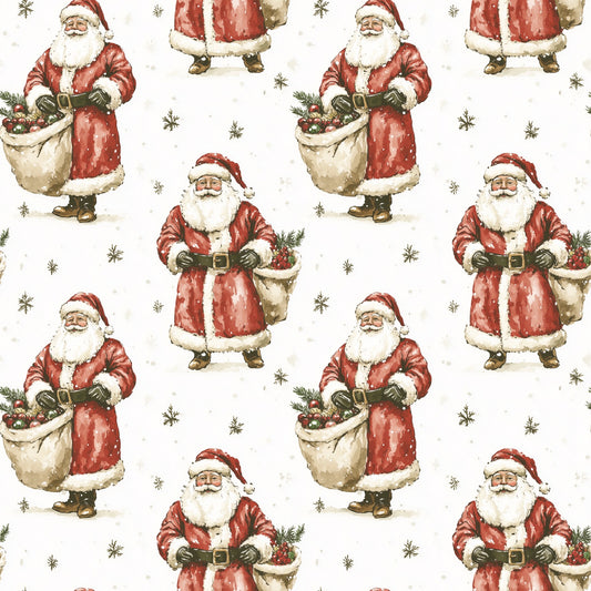 Traditional Father Christmas Digital Seamless Pattern
