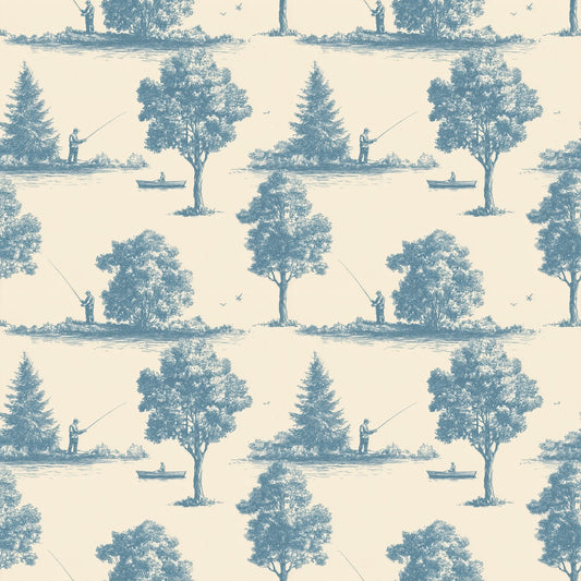 Traditional Fishing Digital Seamless Pattern