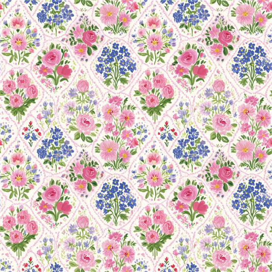 Trellis Floral Patchwork Digital Seamless Pattern