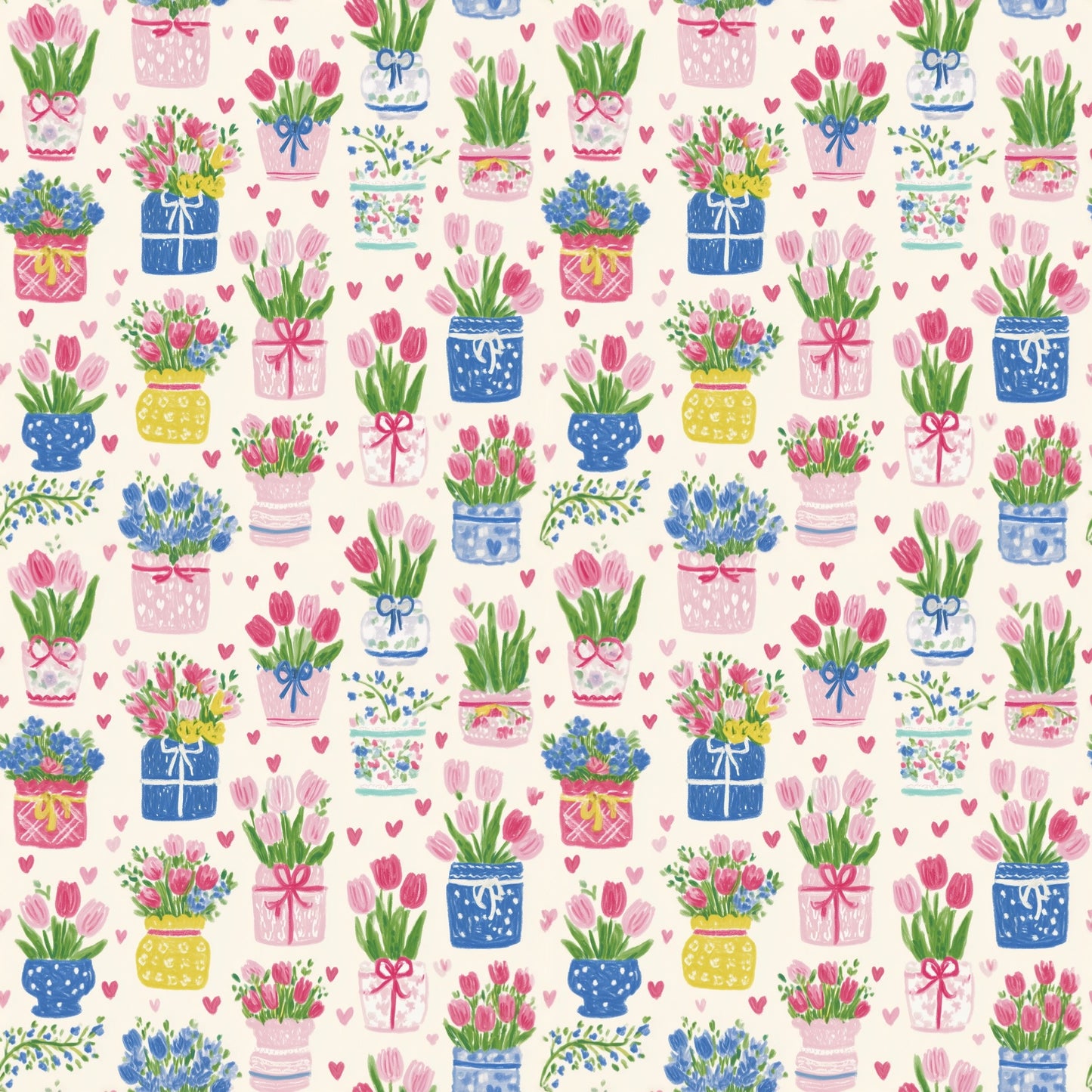Tulip Baskets Digital Seamless Pattern