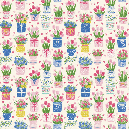 Tulip Baskets Digital Seamless Pattern