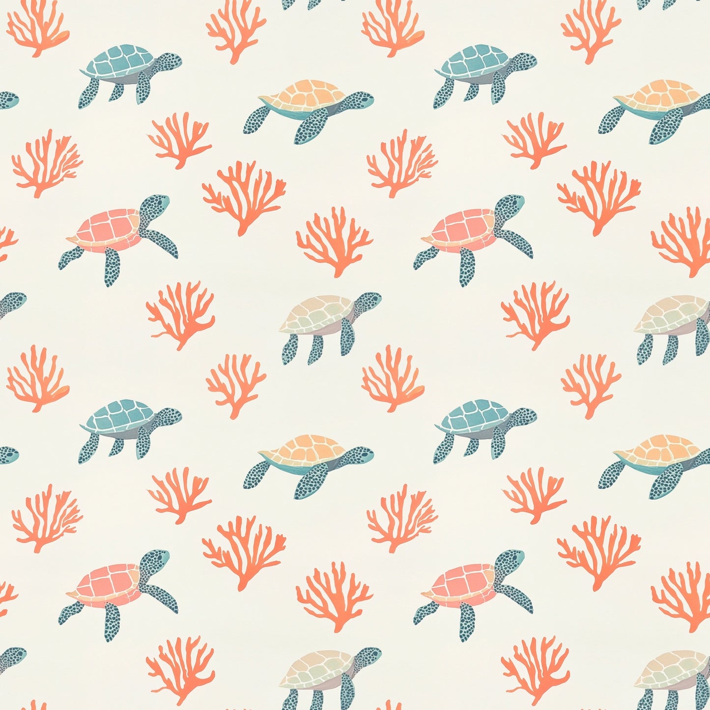 Tiny Turtles Digital Seamless Pattern