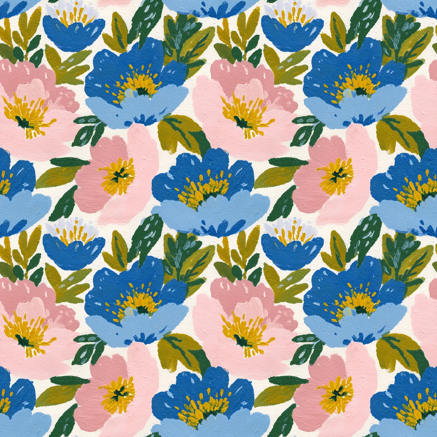 Two Tone Pink Blue Floral Digital Seamless Pattern