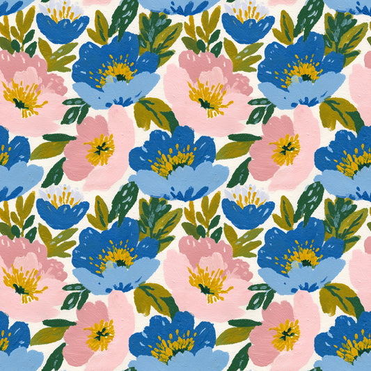 Two Tone Pink Blue Floral Digital Seamless Pattern