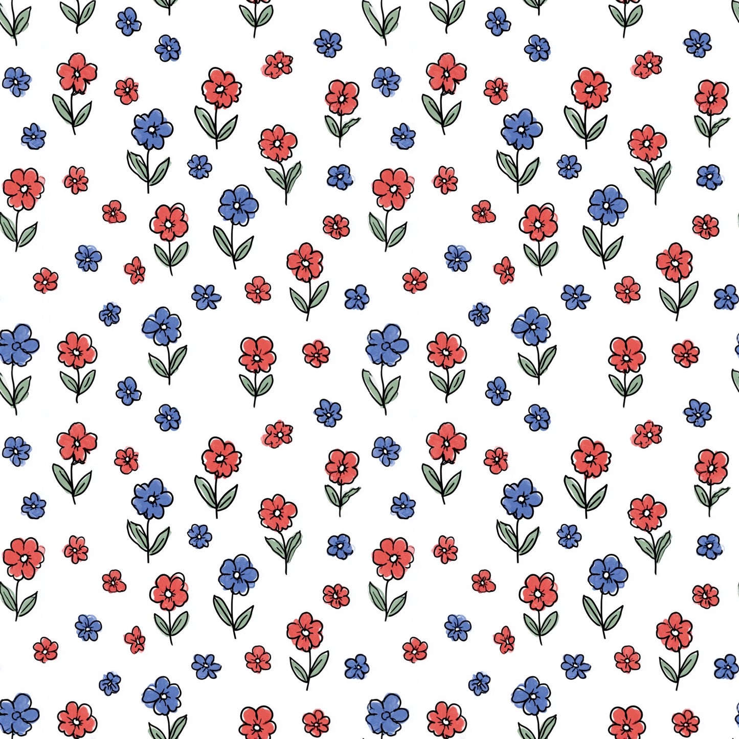 USA Tiny Ditsy Floral Digital Seamless Pattern