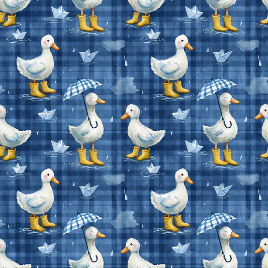 Umbrella Ducks Digital Seamless Pattern