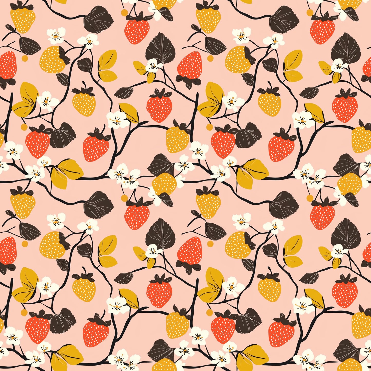 Strawberries Digital Seamless Pattern