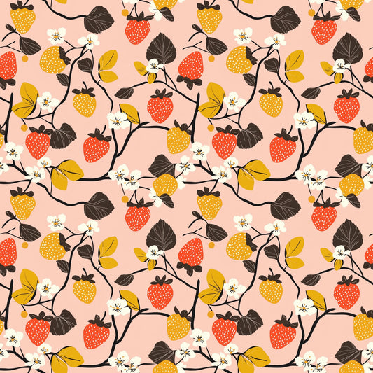 Strawberries Digital Seamless Pattern