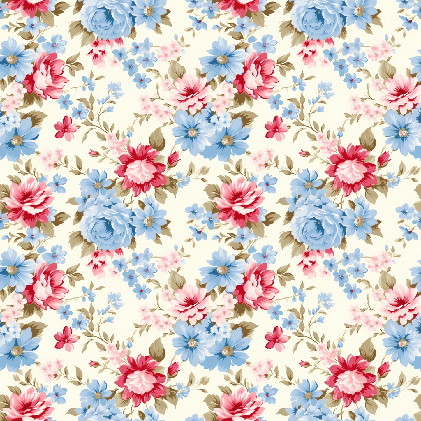 Vibrant Blooms Digital Seamless Pattern