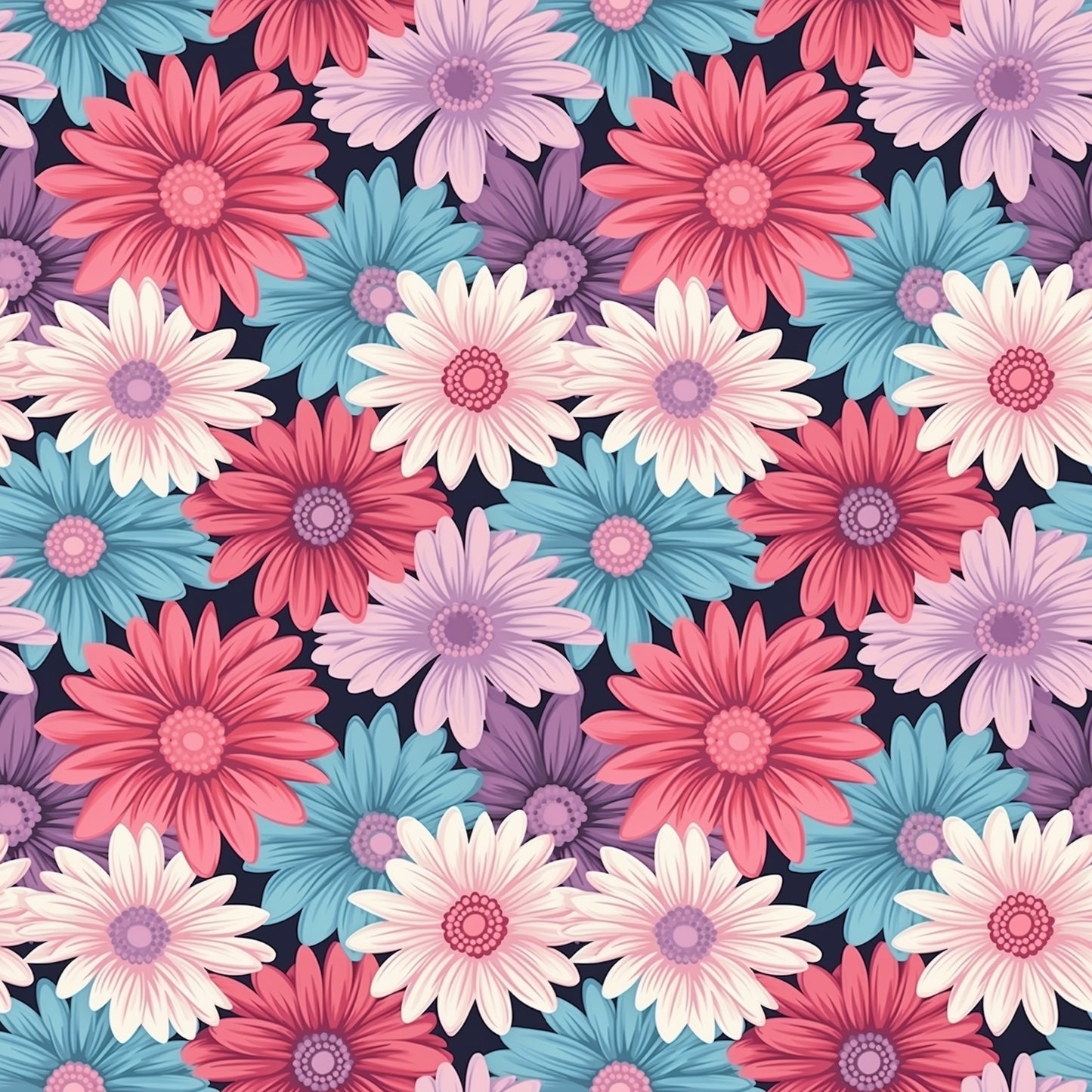 Vibrant Flowers Digital Seamless Pattern
