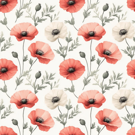 Vibrant Poppies Digital Seamless Pattern