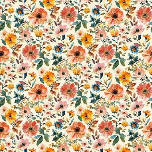 Vibrant Summer Floral Digital Seamless Pattern