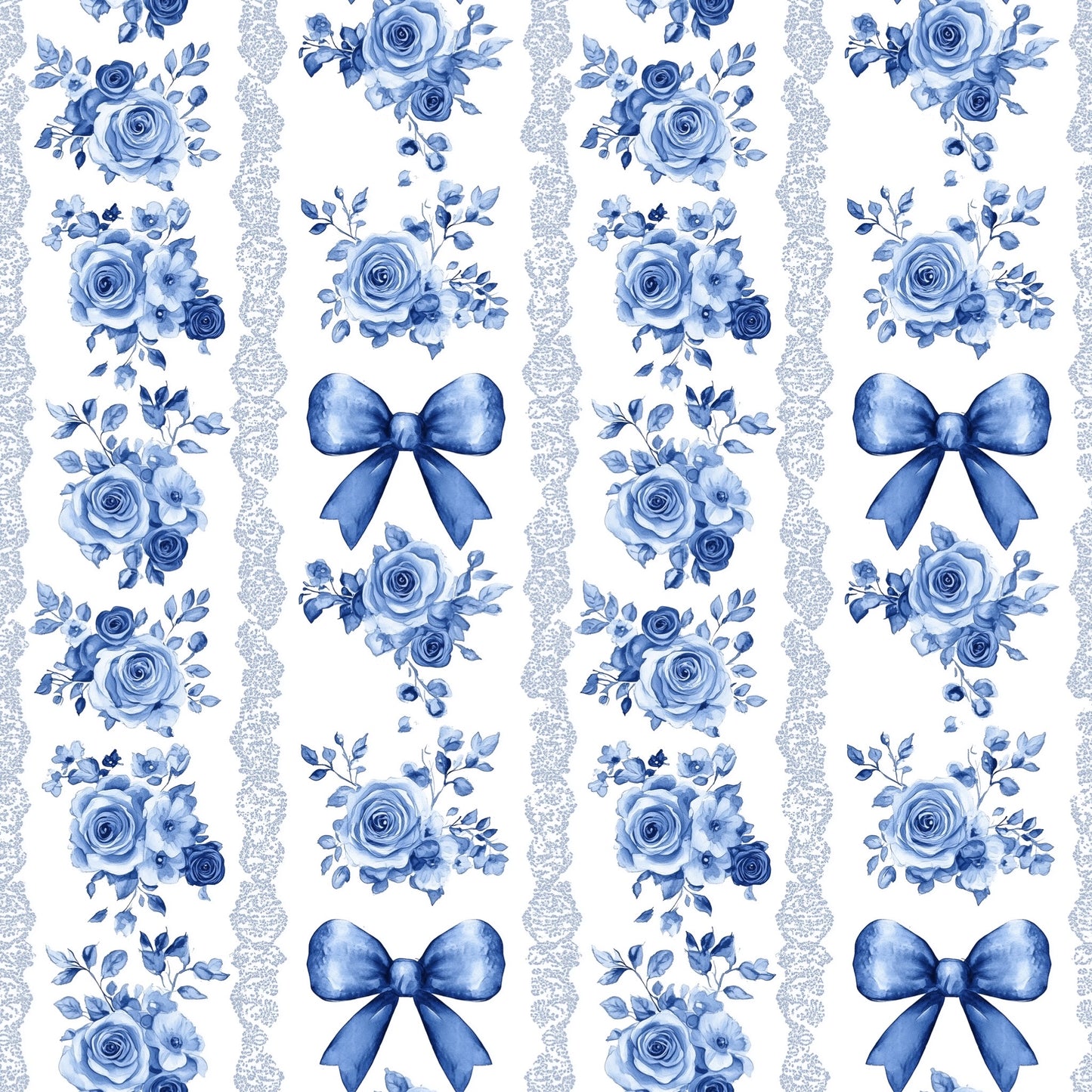 Vintage Coquette Bows & Flowers Digital Seamless Pattern
