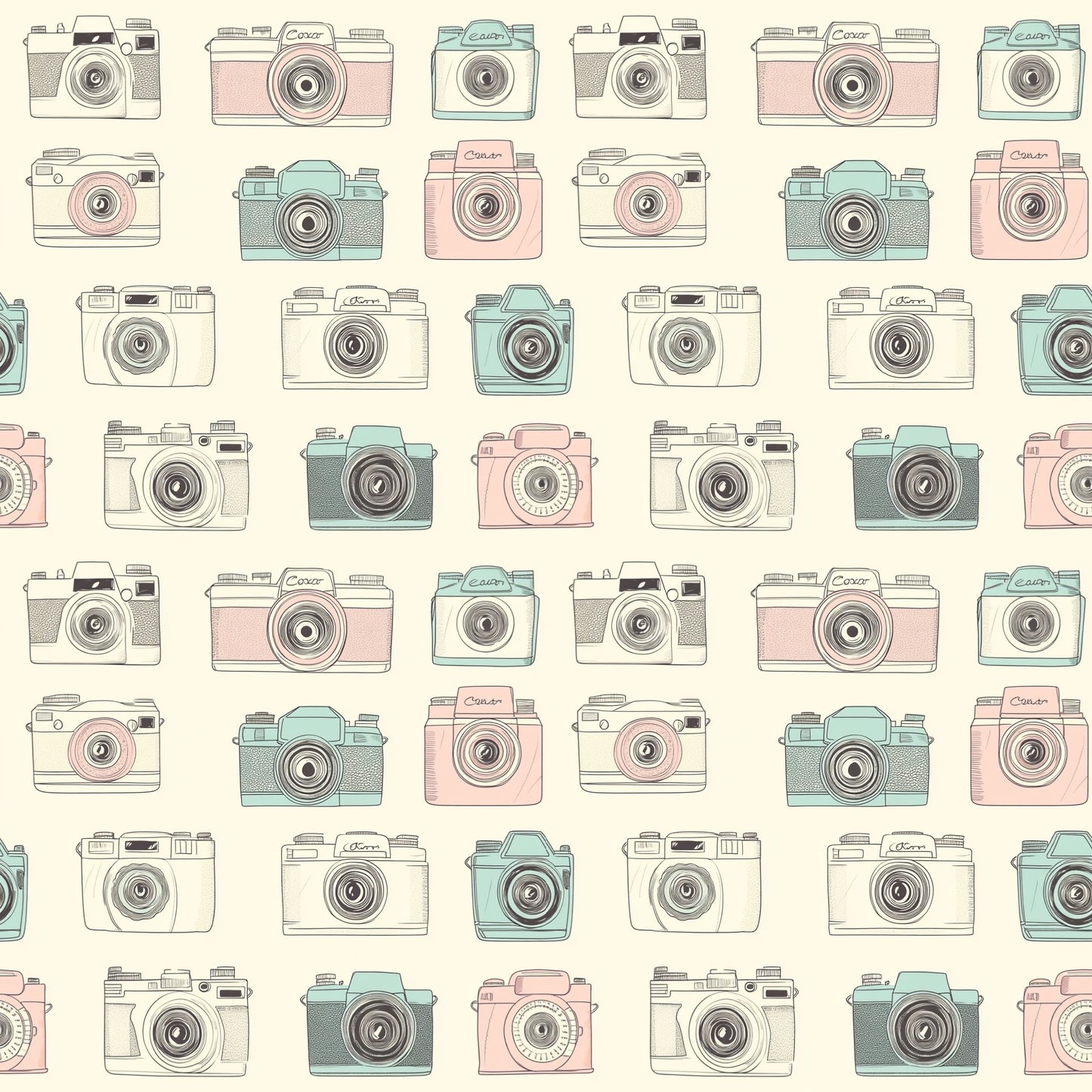 Vintage Cameras Digital Seamless Pattern