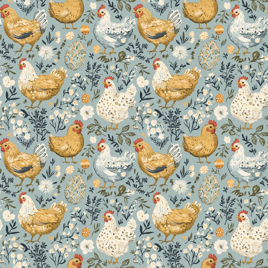 Vintage Chickens Digital Seamless Pattern