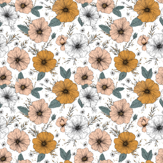 Vintage Drawn Floral Digital Seamless Pattern