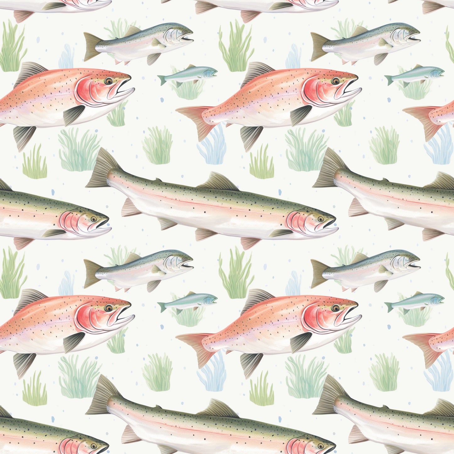 Vintage Fish Digital Seamless Pattern