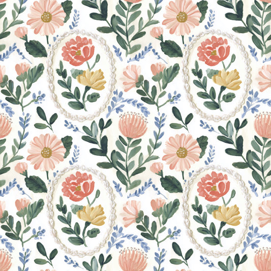 Vibrant Floral Frames Digital Seamless Pattern