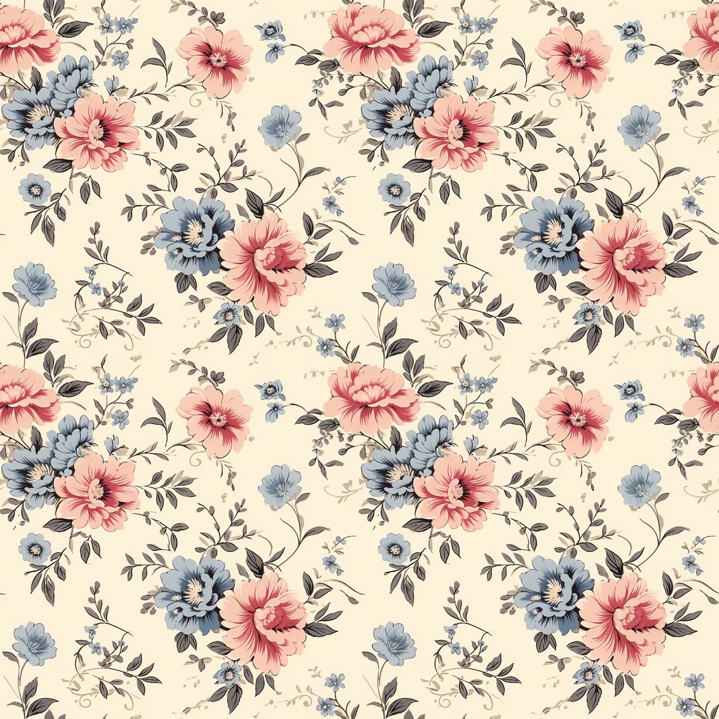 Vintage Floral Pastel Digital Seamless Pattern
